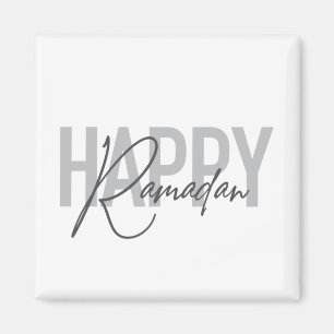 Modern, simple, cool typography of Happy Ramadan Magnet