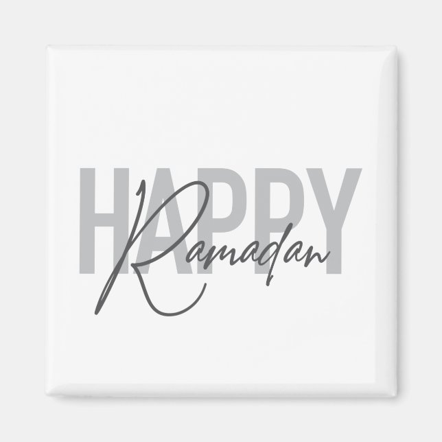 Modern, simple, cool typography of Happy Ramadan Magnet (Front)