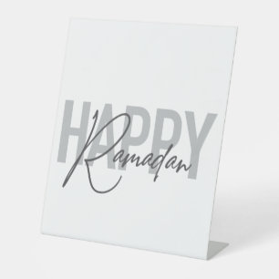 Modern, simple, cool typography of Happy Ramadan Pedestal Sign