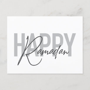 Modern, simple, cool typography of Happy Ramadan Postcard
