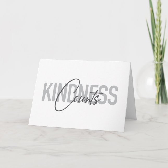 Modern, simple, cool typography of Kindness Counts Card (Front)