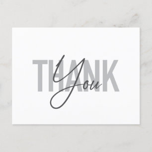 Modern, simple, cool typography of Thank You Postcard