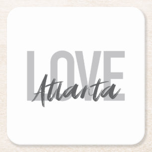 Modern, simple, cool, urban design Love Atlanta Square Paper Coaster