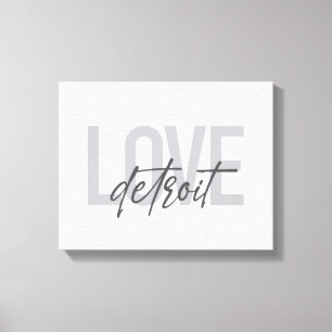 Modern, simple, cool, urban design Love Detroit Canvas Print