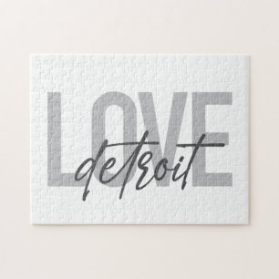 Modern, simple, cool, urban design Love Detroit Jigsaw Puzzle