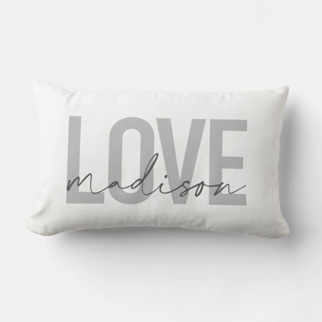 Modern, simple, cool, urban design Love Madison Lumbar Cushion (Front)
