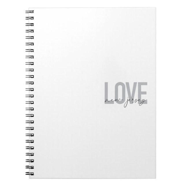 Modern, simple, cool, urban design Love New Jersey Notebook (Front)