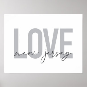Modern, simple, cool, urban design Love New Jersey Poster