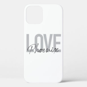 Modern, simple, cool, urban design Love Phoenix iPhone 12 Case