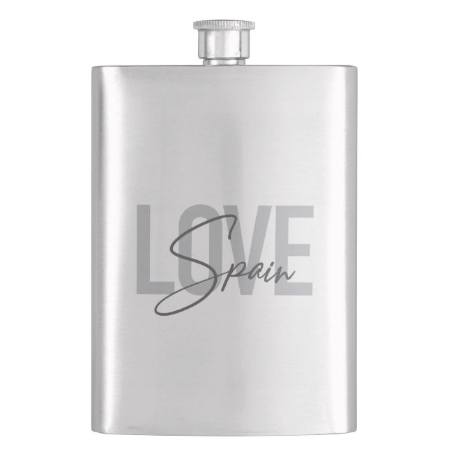 Modern, simple, cool, urban design Love Spain Hip Flask (Front)