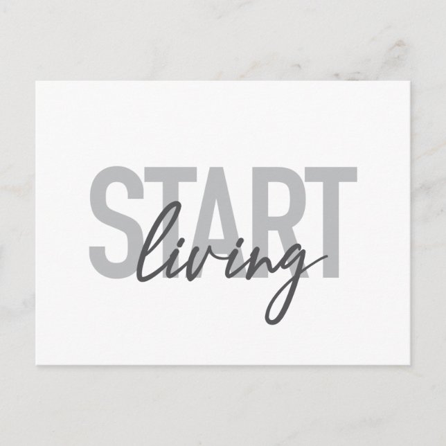 Modern, simple, cool urban typography Start Living Postcard (Front)