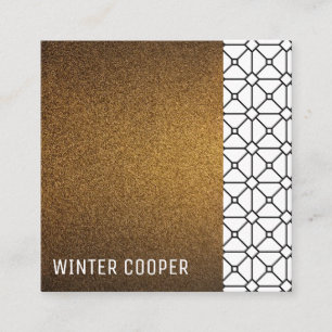 Modern simple copper gold glitter geometric frame square business card