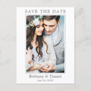 Modern Simple Couple Photo Save The Date Postcard