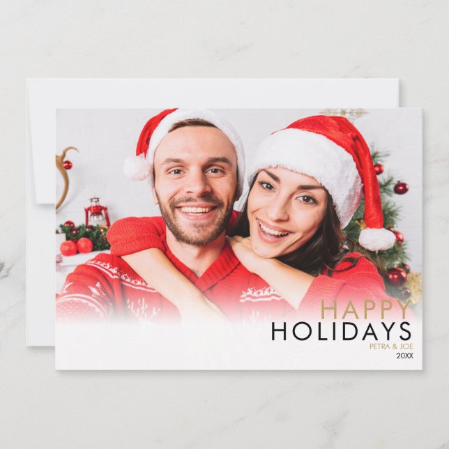 Modern Simple Couples Photo Christmas Holiday Card (Front)