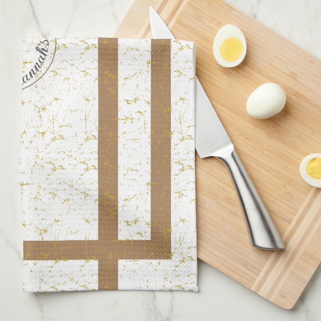 Modern simple cracks designed tea towel (Quarter Fold)