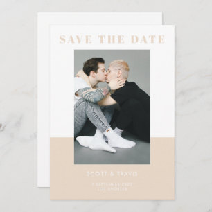 Modern Simple Cream Beige Colour Block Wedding Save The Date