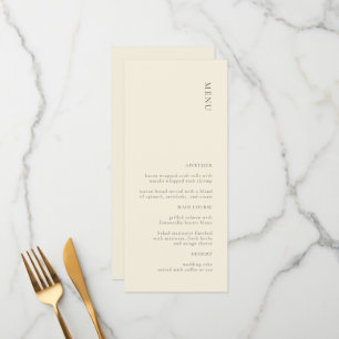 Modern Simple Cream Beige Wedding Menu