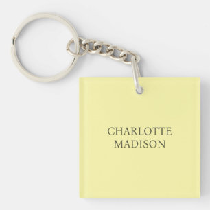 Modern Simple Cream Trendy Minimalist Plain Name Key Ring