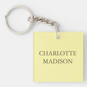Modern Simple Cream Trendy Minimalist Plain Name Key Ring