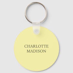 Modern Simple Cream Trendy Minimalist Plain Name Key Ring