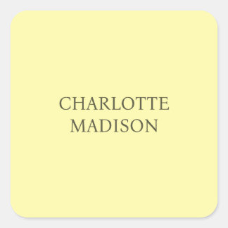 Modern Simple Cream Trendy Minimalist Plain Name Square Sticker