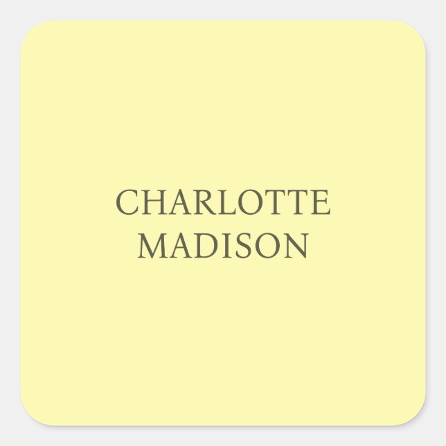 Modern Simple Cream Trendy Minimalist Plain Name Square Sticker (Front)