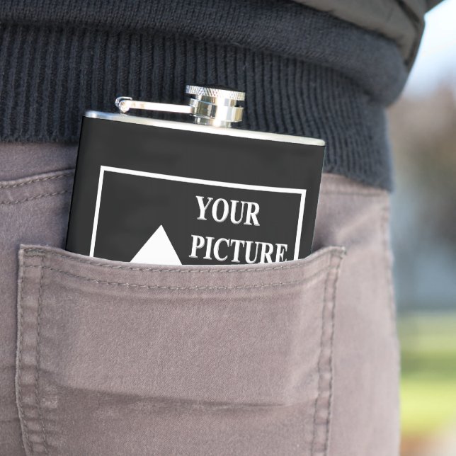 Modern Simple Create Your Own Wedding Picture Hip Flask (In Situ)