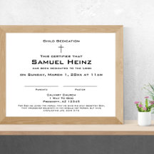 Modern Simple Cross2 Baby Dedication Certificate