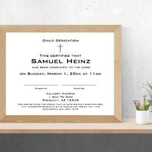 Modern Simple Cross2 Baby Dedication Certificate Custom Letterhead