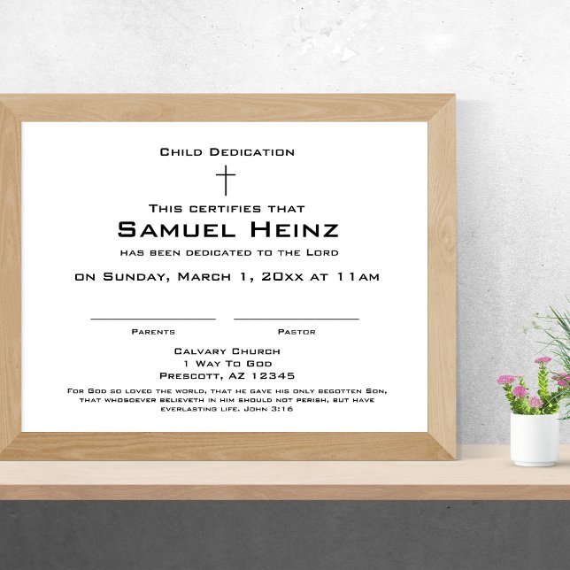 Modern Simple Cross2 Baby Dedication Certificate Custom Letterhead (Modern Simple Cross2 Baby Dedication Certificate)