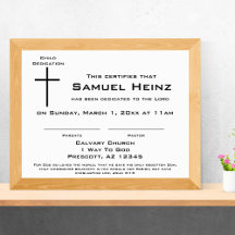 Modern Simple Cross Baby Dedication Certificate
