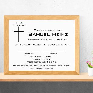 Modern Simple Cross Baby Dedication Certificate Custom Letterhead
