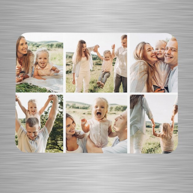 Modern Simple Custom 6 Photo Collage Magnet (Creator Uploaded)