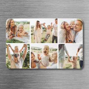 Modern Simple Custom 6 Photo Collage Magnet