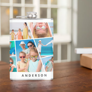  Modern Simple Custom 9 Images Collage Photos Hip Flask