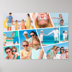 Modern Simple Custom 9 Images Collage Photos Poster