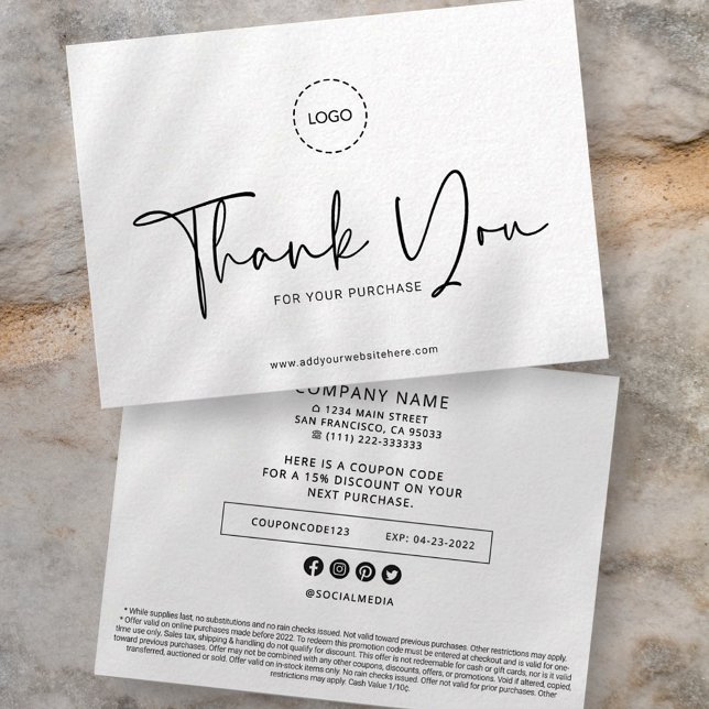 Modern Simple Custom Business Logo Coupon Promo Calling Card (Creator Uploaded)