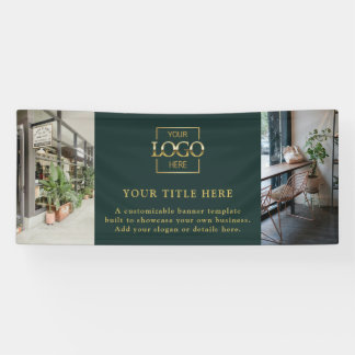 Modern Simple Custom Business Logo & Photo Green Banner