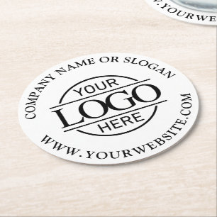 Modern Simple Custom Company Business Logo Branded Round Paper Coaster