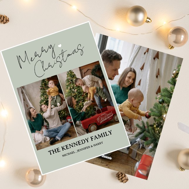 Modern Simple Custom Family Name Photo Christmas Holiday Card (Creator Uploaded)