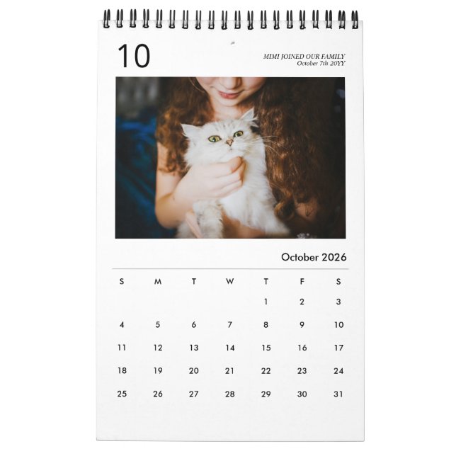 Modern Simple Custom Family Photo 2023 Calendar (Oct 2026)