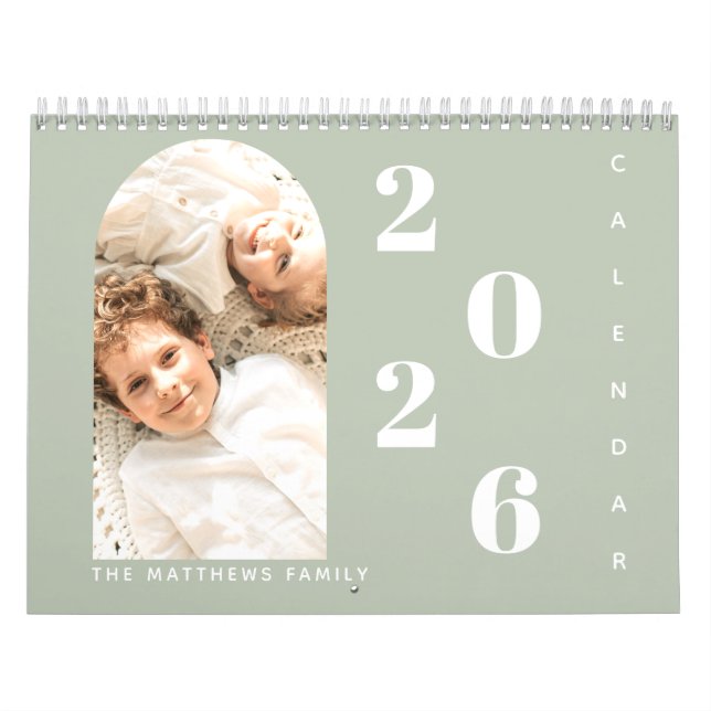 Modern Simple Custom Family Photo 2024 Planner  Calendar (Cover)