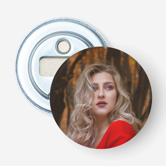 Modern Simple Custom One Photo Bottle Opener (Front)