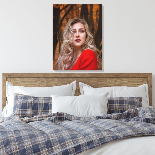 Modern Simple Custom One Photo Canvas Print (Insitu(Bedroom))