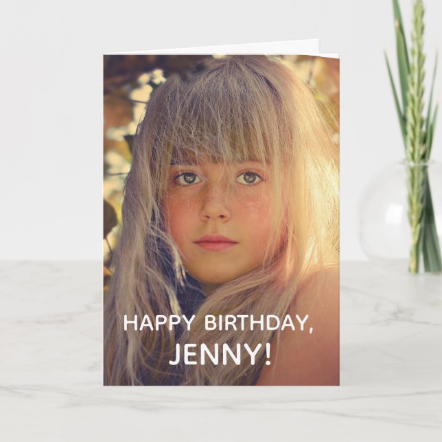 Modern simple custom photo birthday cgreting card (Front)