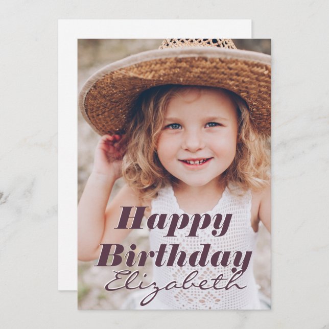 Modern Simple Custom Photo Birthday Greeting Card (Front/Back)