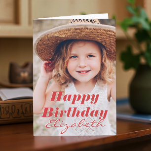 Modern Simple Custom Photo Birthday Greeting Card