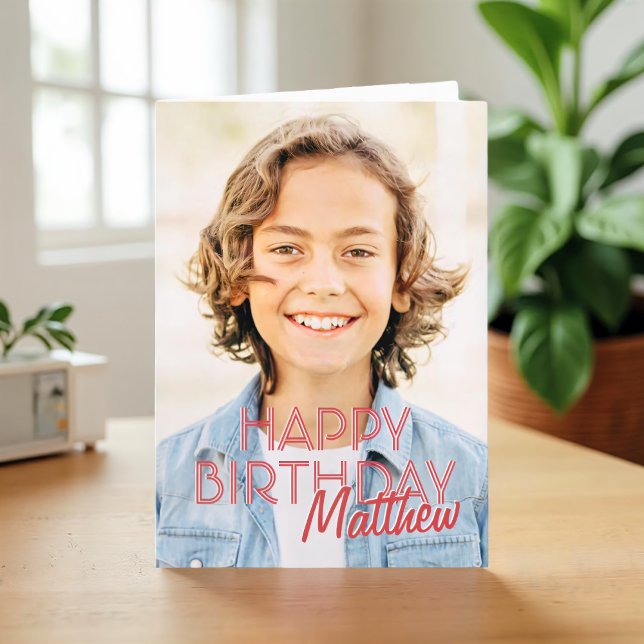 Modern Simple Custom Photo Birthday Greeting Card (Creator Uploaded)
