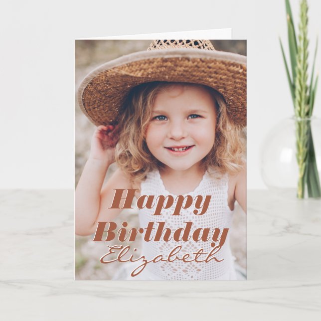 Modern Simple Custom Photo Birthday Greeting Card (Front)