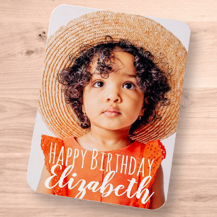 Modern Simple Custom Photo Birthday Greeting Magnet